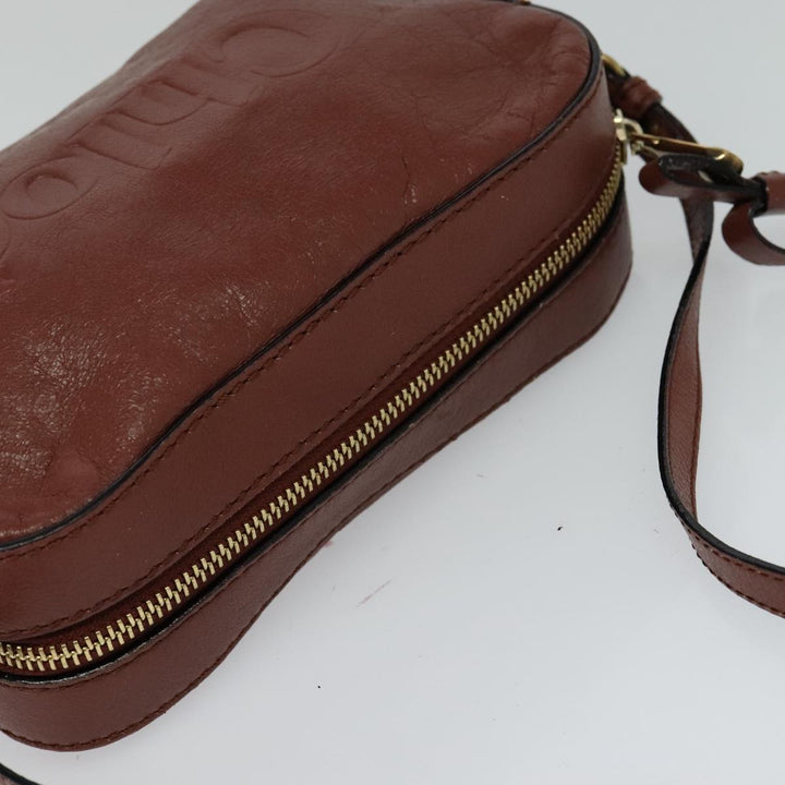 Chloe Shadow Shoulder Bag Leather 2way Brown Gold hk2098