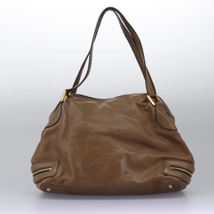 Chloe Shoulder Bag Leather Brown Gold hk2102