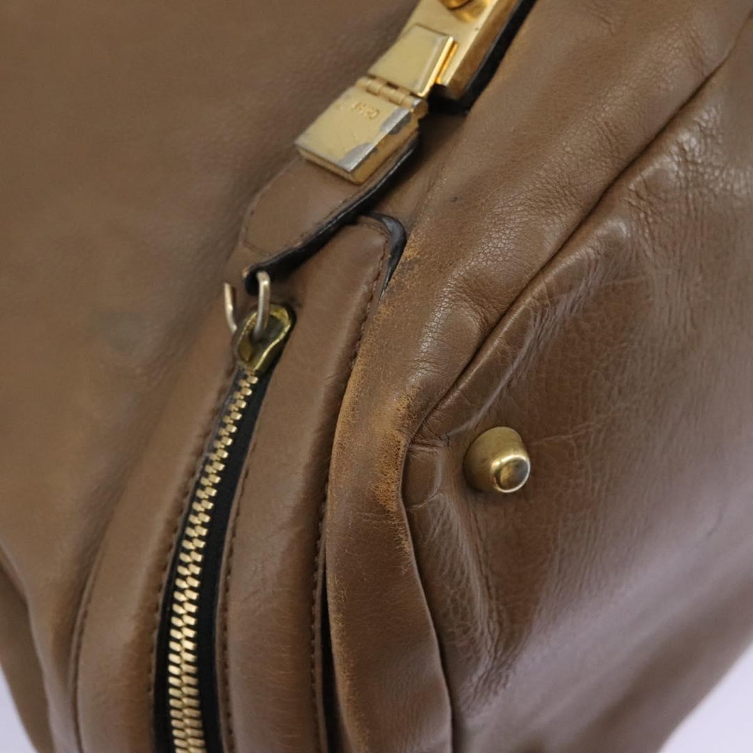 Chloe Shoulder Bag Leather Brown Gold hk2102