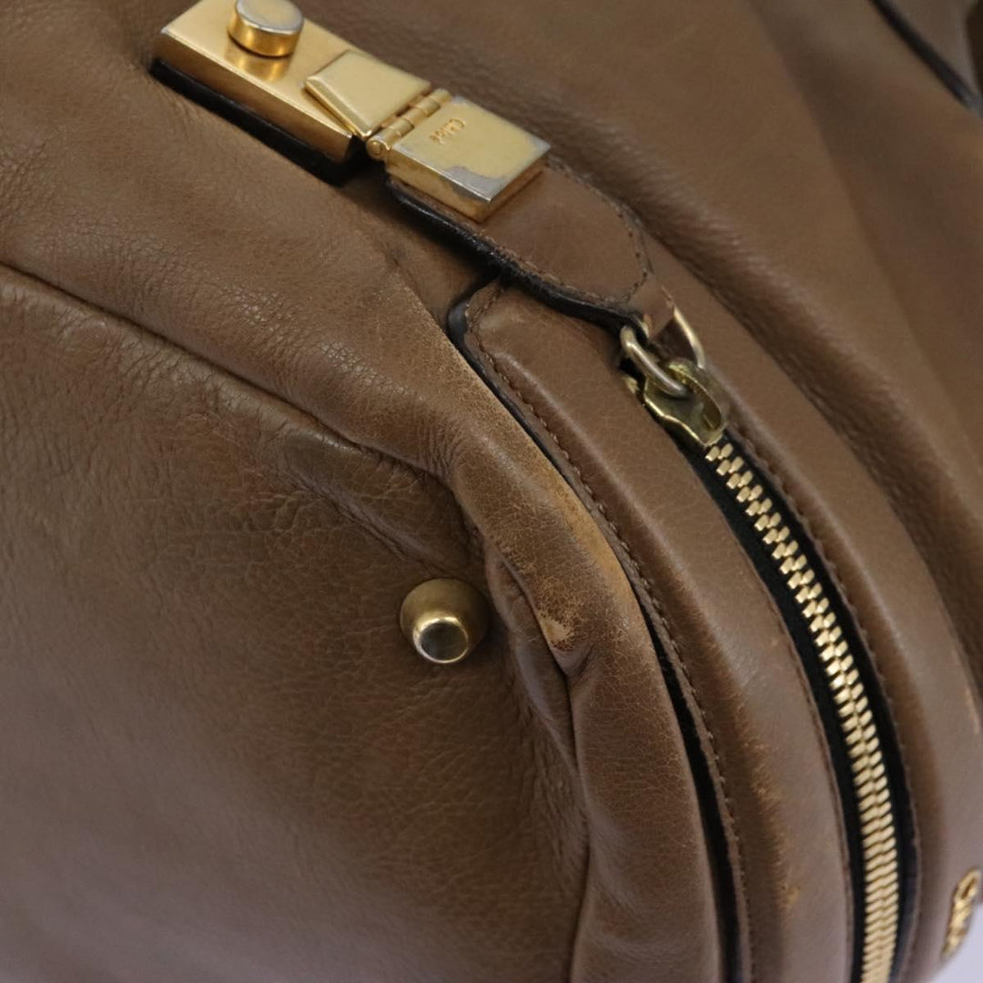 Chloe Shoulder Bag Leather Brown Gold hk2102