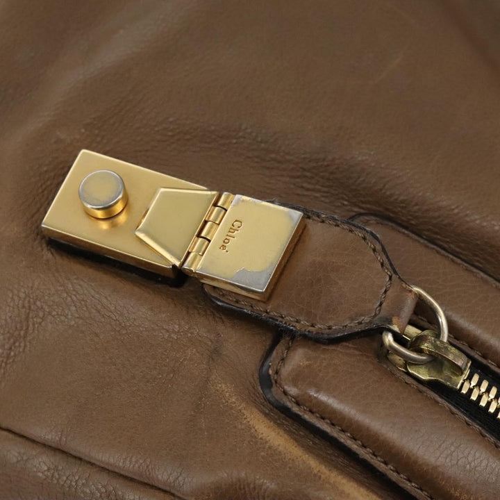 Chloe Shoulder Bag Leather Brown Gold hk2102