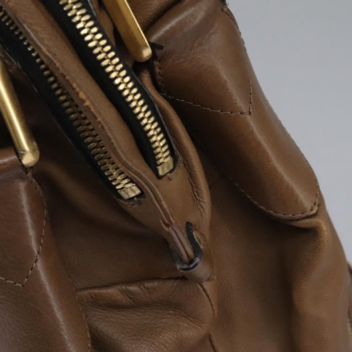 Chloe Shoulder Bag Leather Brown Gold hk2102