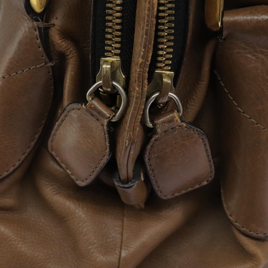 Chloe Shoulder Bag Leather Brown Gold hk2102