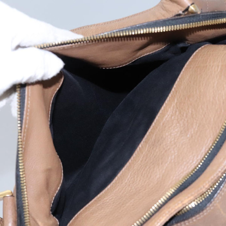 Chloe Shoulder Bag Leather Brown Gold hk2102