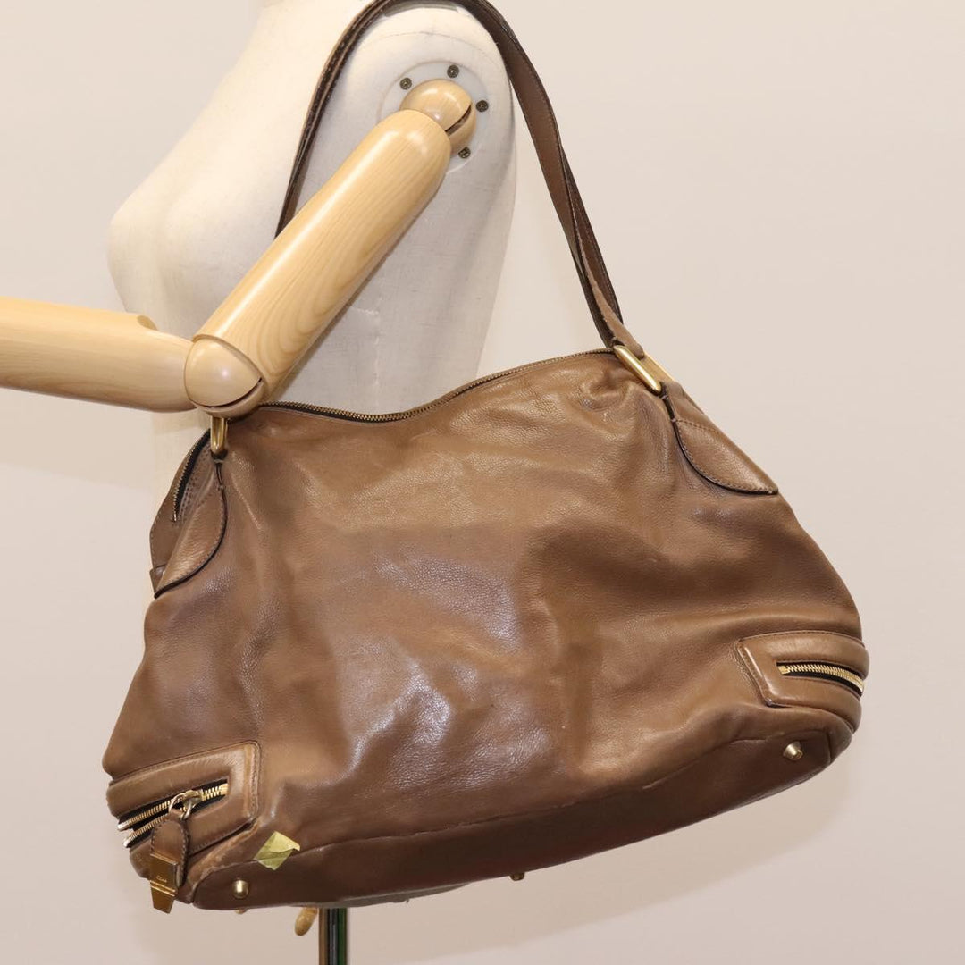 Chloe Shoulder Bag Leather Brown Gold hk2102