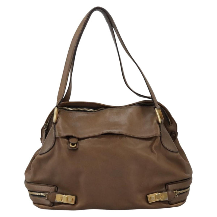 Chloe Shoulder Bag Leather Brown Gold hk2102
