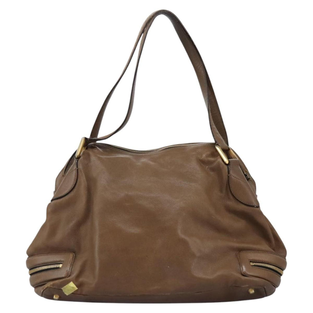 Chloe Shoulder Bag Leather Brown Gold hk2102