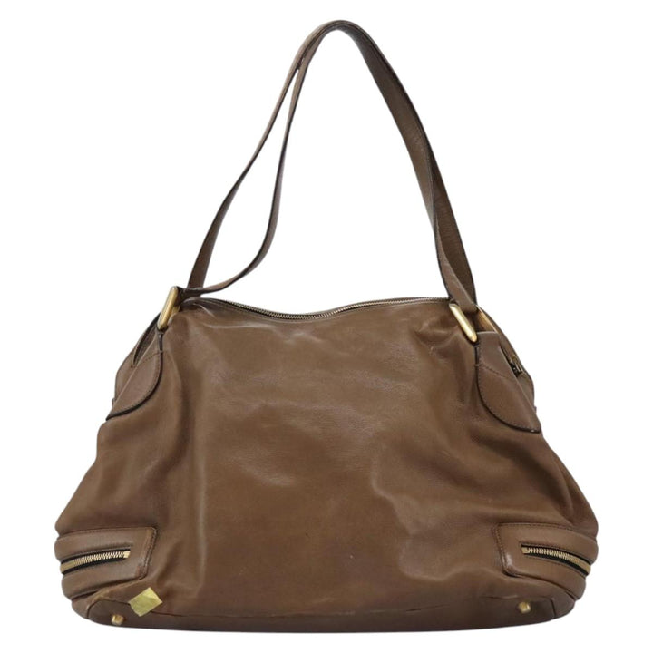 Chloe Shoulder Bag Leather Brown Gold hk2102