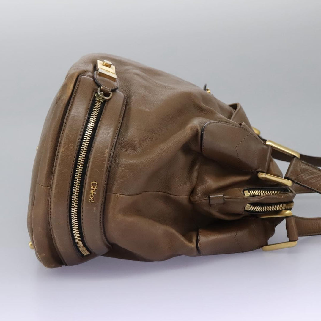Chloe Shoulder Bag Leather Brown Gold hk2102