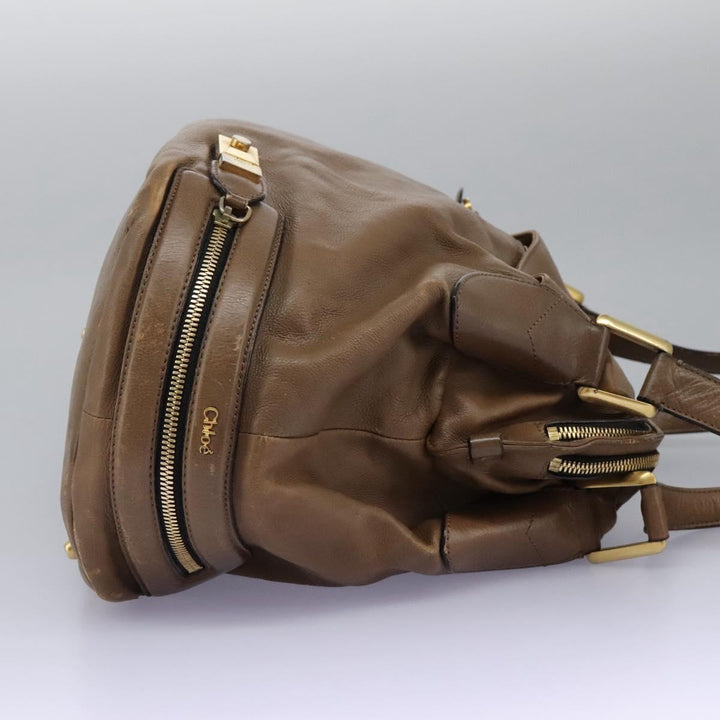 Chloe Shoulder Bag Leather Brown Gold hk2102