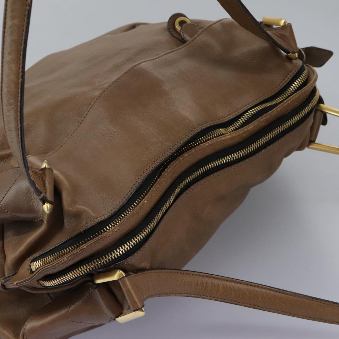 Chloe Shoulder Bag Leather Brown Gold hk2102