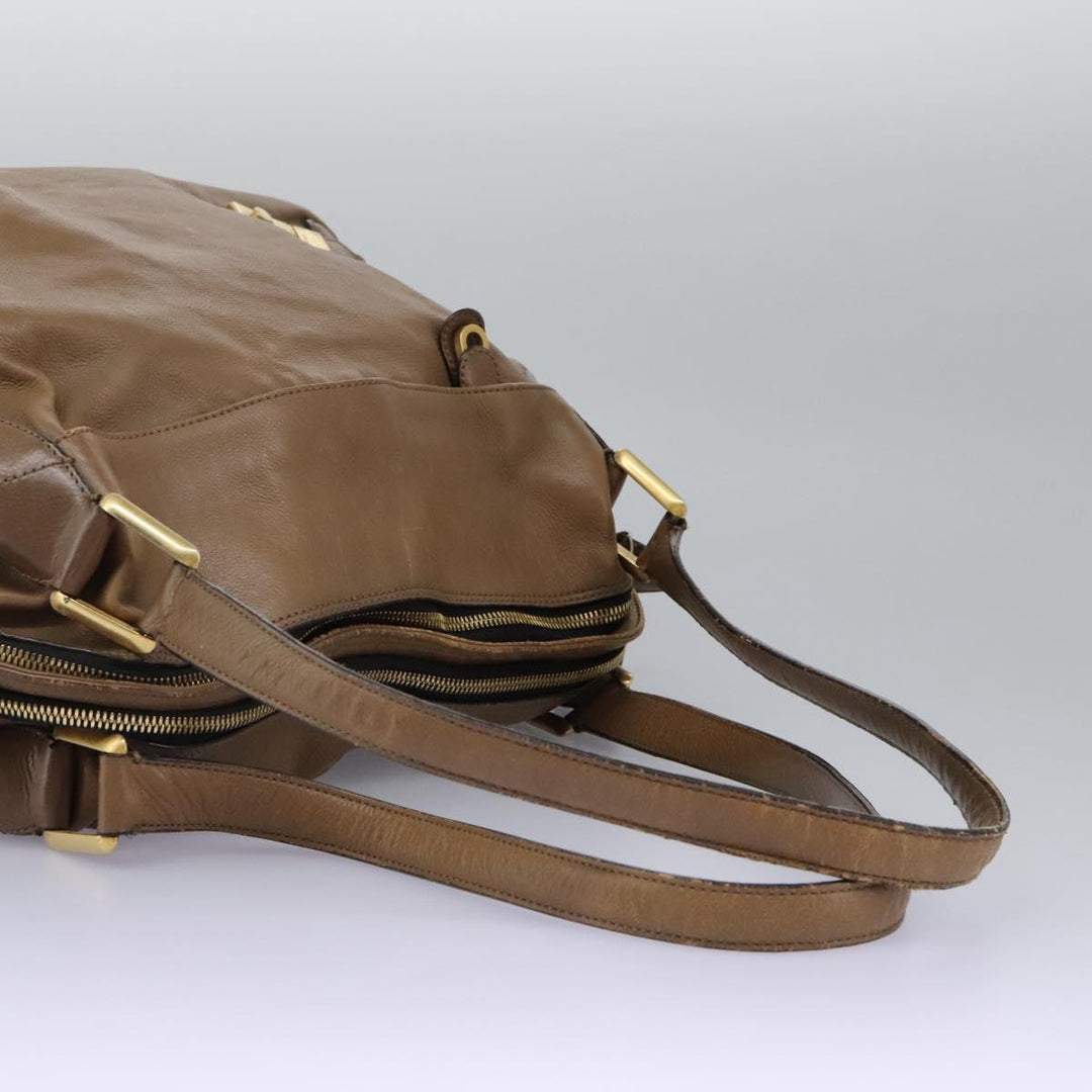 Chloe Shoulder Bag Leather Brown Gold hk2102