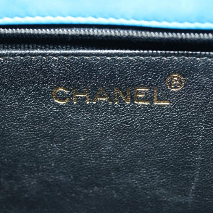 Top Quality Chanel Hand Bag Lamb Skin Blue CC Auth hk455A