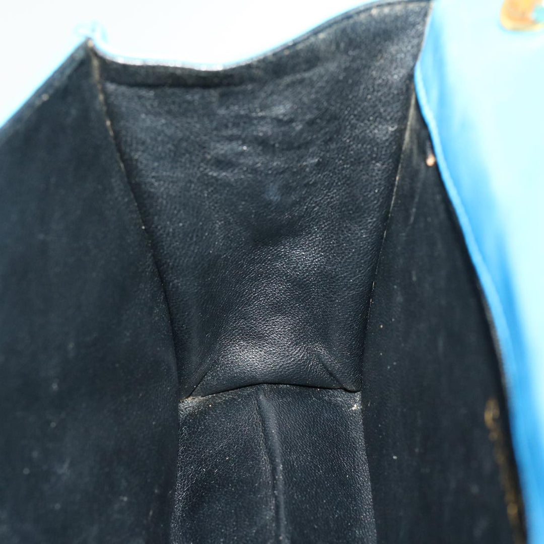 Top Quality Chanel Hand Bag Lamb Skin Blue CC Auth hk455A