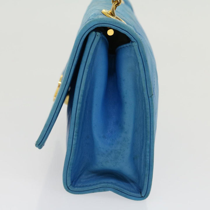 Top Quality Chanel Hand Bag Lamb Skin Blue CC Auth hk455A