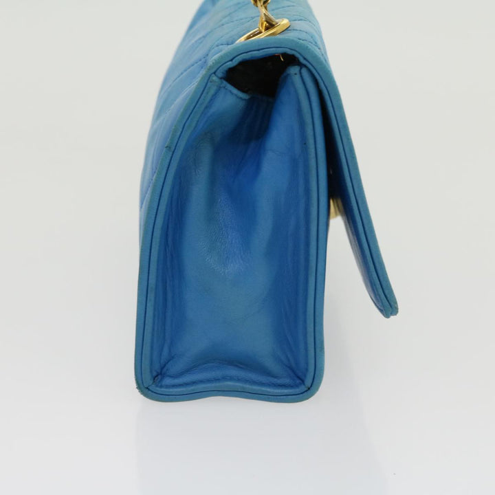 Top Quality Chanel Hand Bag Lamb Skin Blue CC Auth hk455A