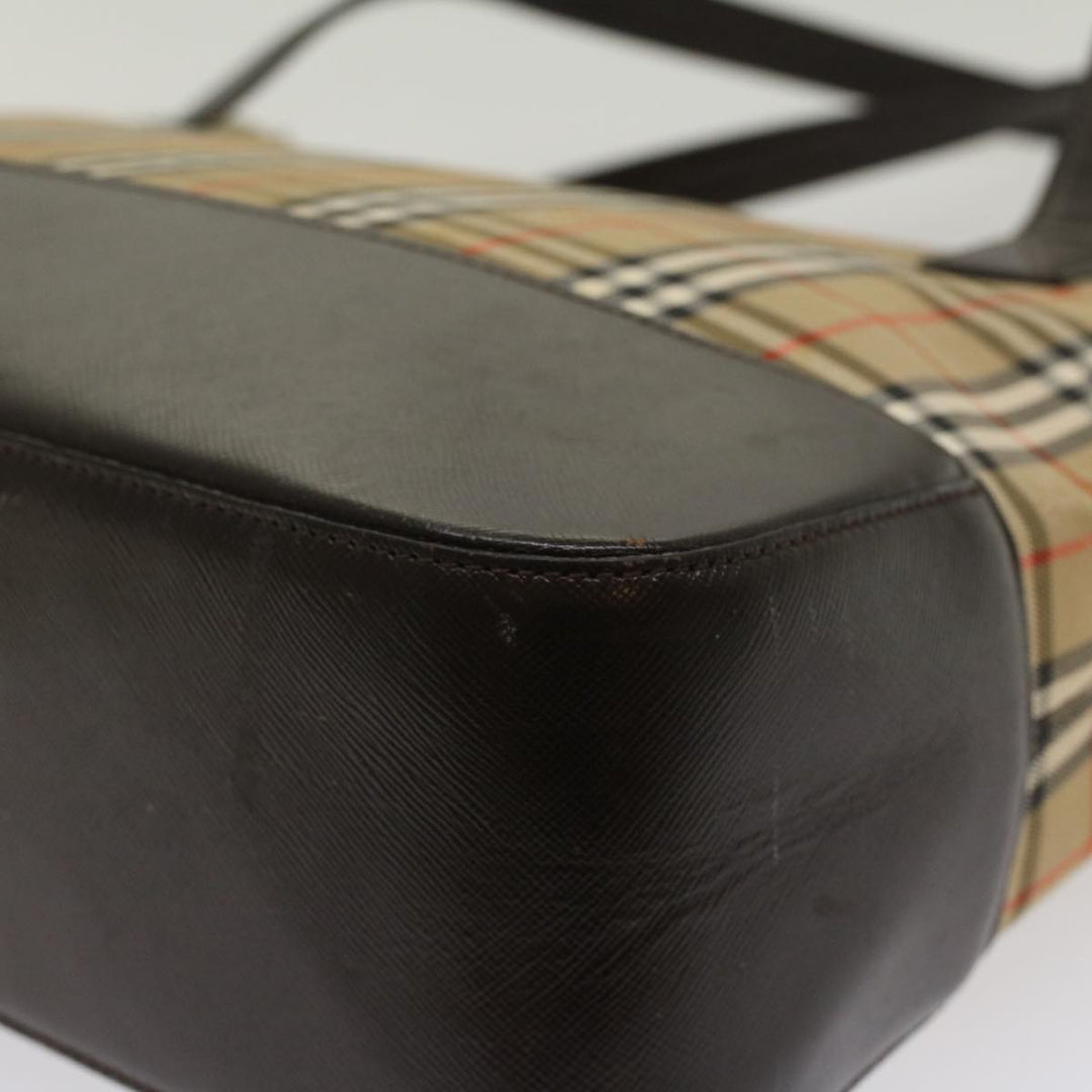 BURBERRY Nova Check Shoulder Bag Canvas Beige Brown Auth Hk811