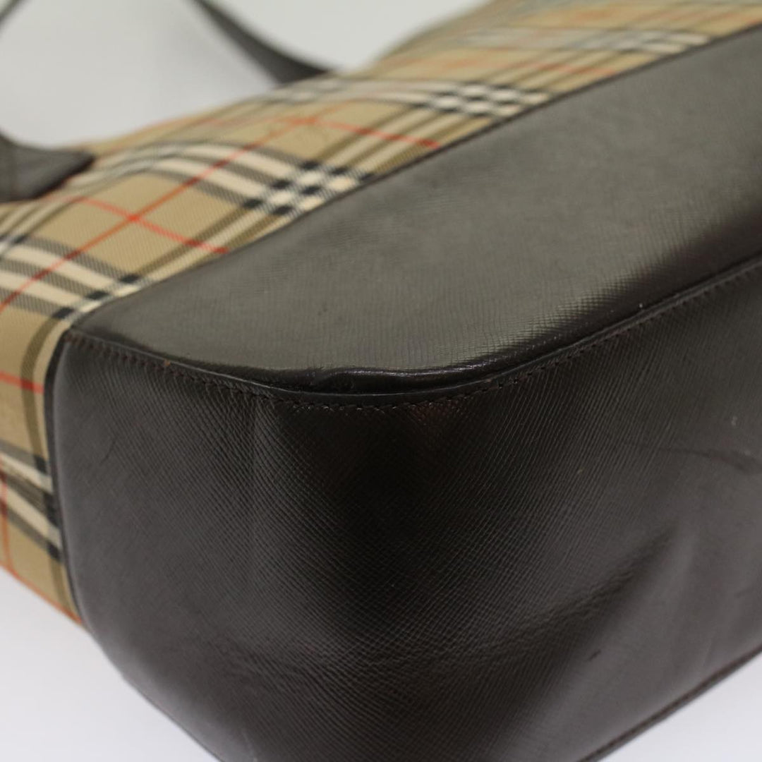 BURBERRY Nova Check Shoulder Bag Canvas Beige Brown Auth Hk811