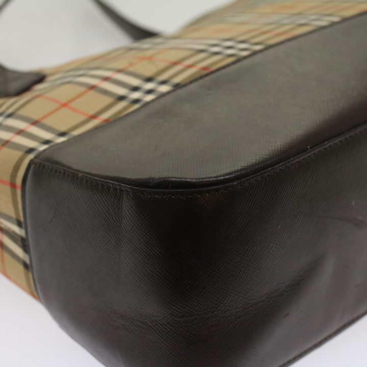 Burberry Nova Check Shoulder Bag Canvas Beige Brown Auth hk811