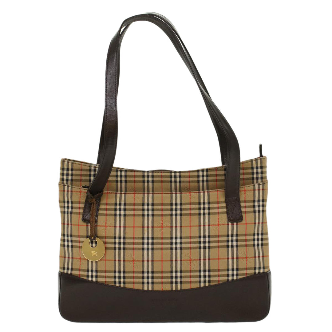 BURBERRY Nova Check Shoulder Bag Canvas Beige Brown Auth Hk811