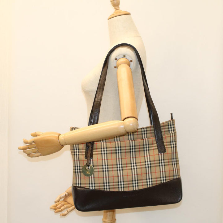 BURBERRY Nova Check Shoulder Bag Canvas Beige Brown Auth Hk811