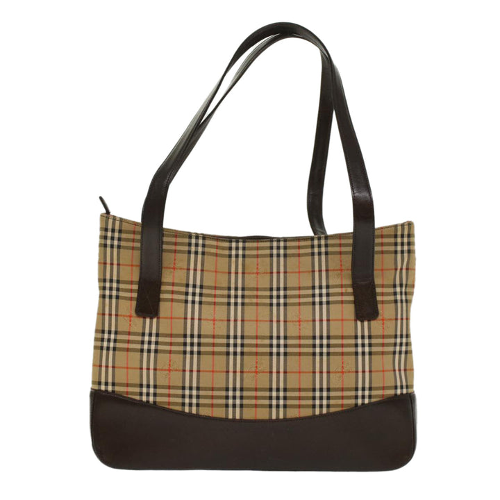 Burberry Nova Check Shoulder Bag Canvas Beige Brown Auth hk811