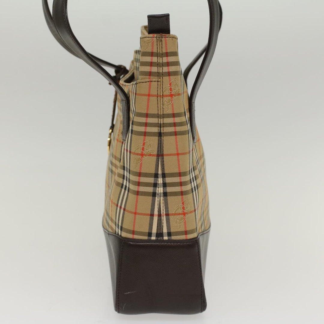 BURBERRY Nova Check Shoulder Bag Canvas Beige Brown Auth Hk811