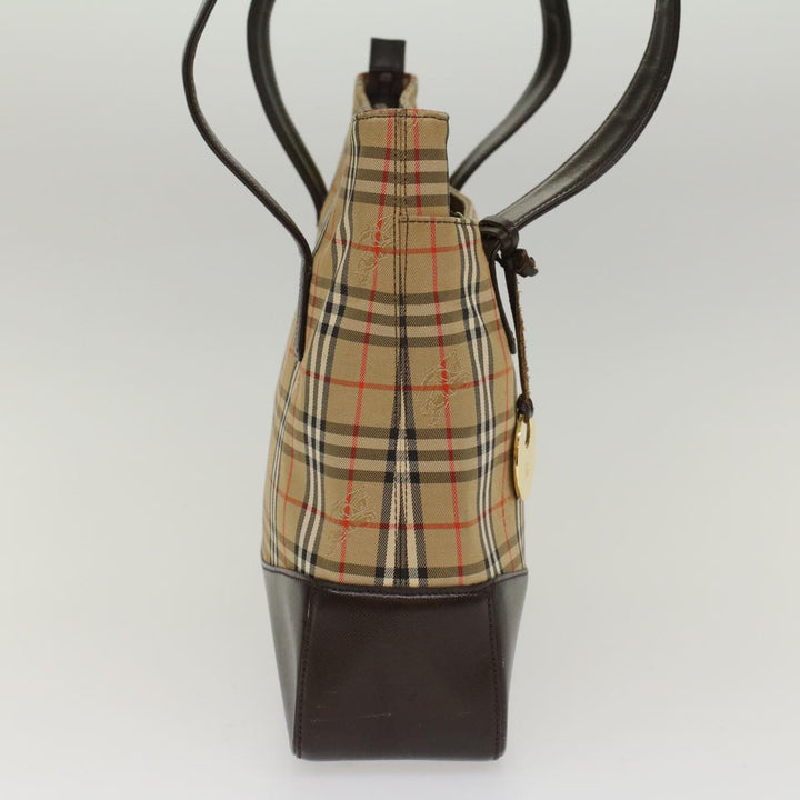 Burberry Nova Check Shoulder Bag Canvas Beige Brown Auth hk811