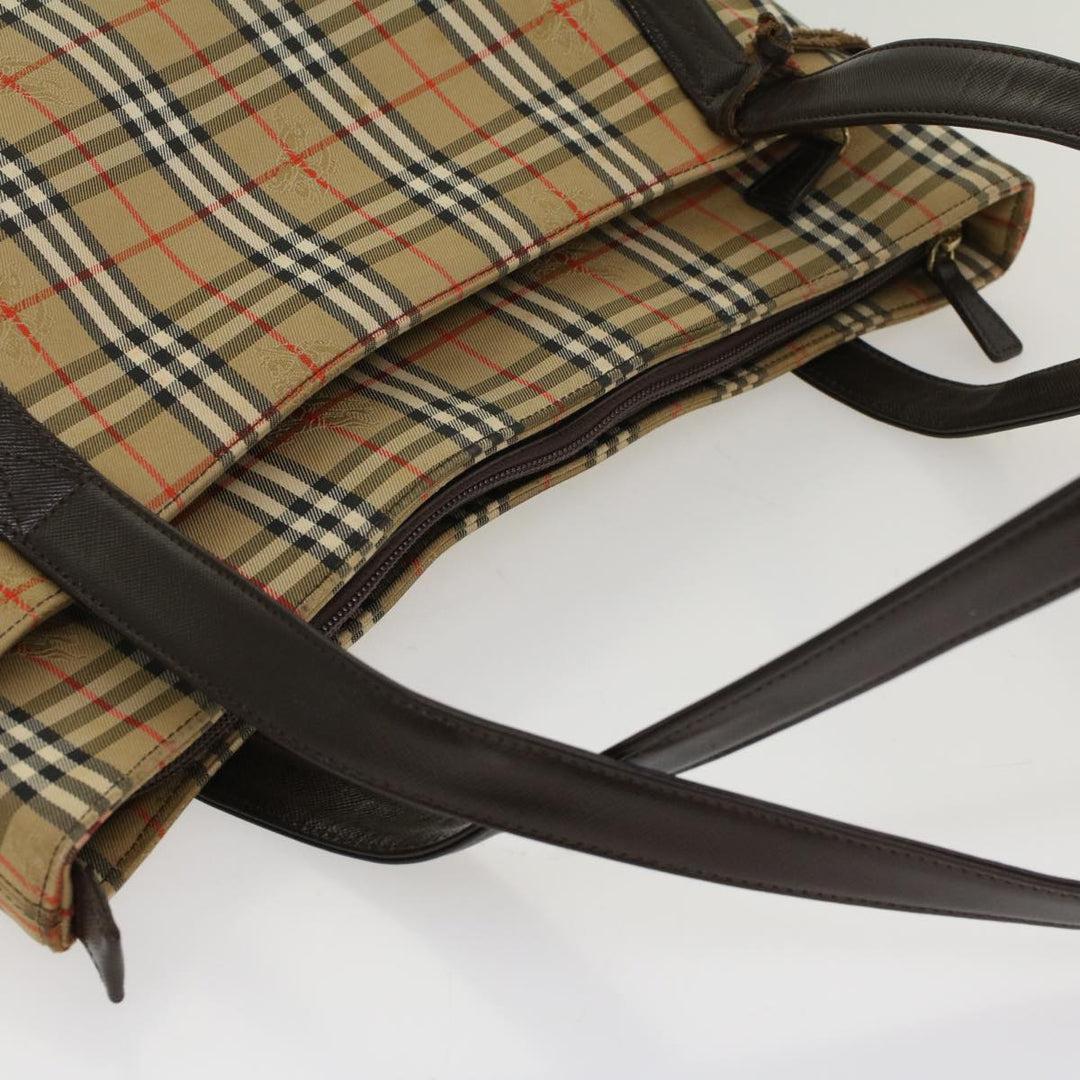 Burberry Nova Check Shoulder Bag Canvas Beige Brown Auth hk811