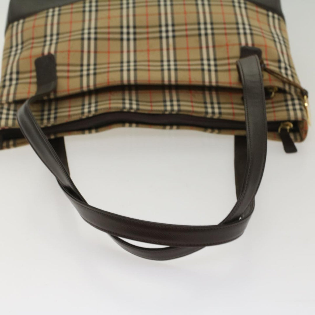 Burberry Nova Check Shoulder Bag Canvas Beige Brown Auth hk811