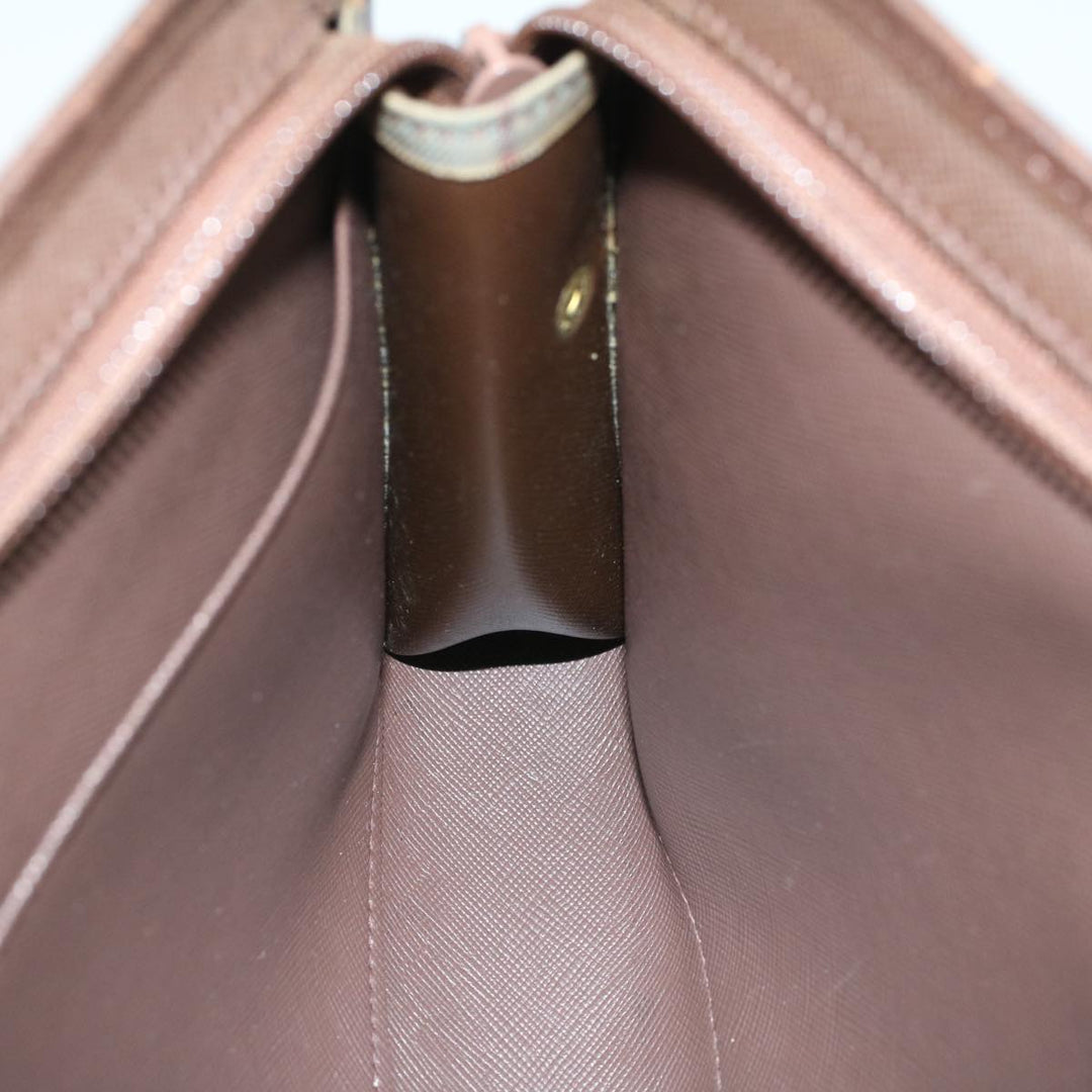 BURBERRYSs Nova Check Clutch Bag Canvas Leather Khaki Brown Auth hk820