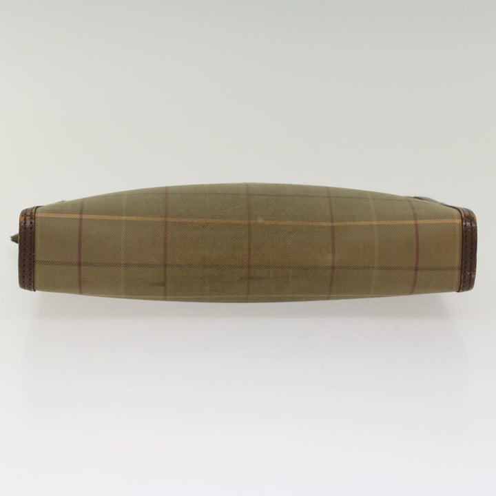 BURBERRYSs Nova Check Clutch Bag Canvas Leather Khaki Brown Auth hk820