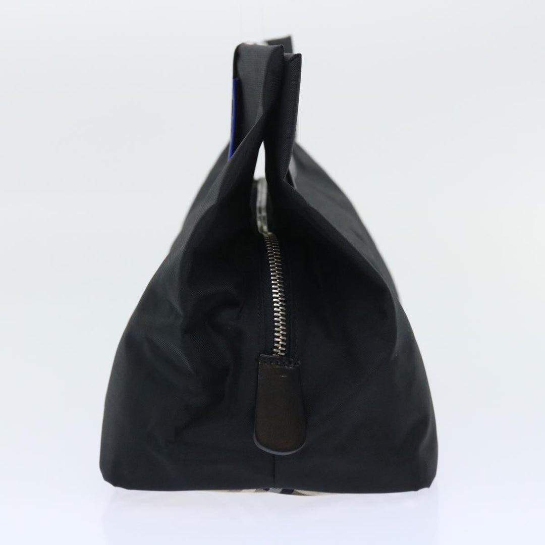 BurberrySs Nova Check Blue Label Hand Bag Nylon Black Beige Auth hk826