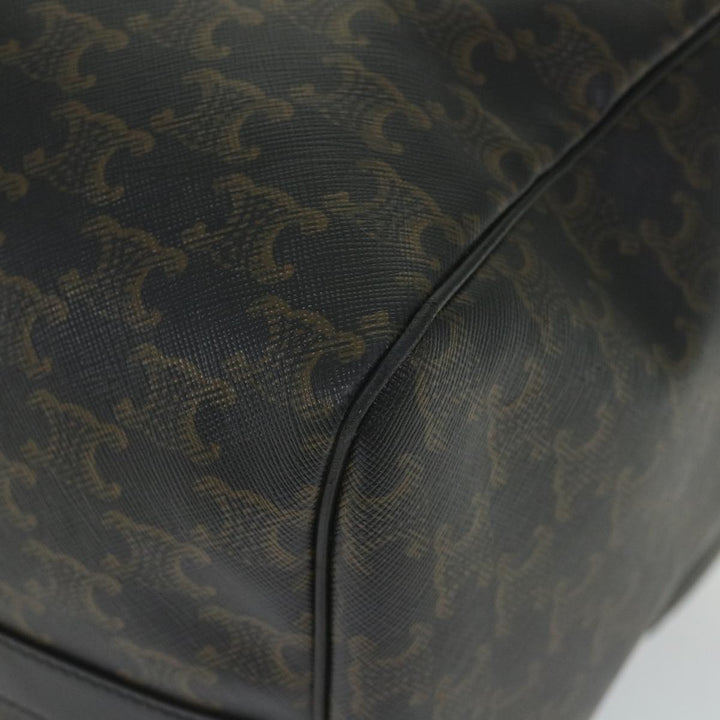 Celine Triomphe Canvas Boston Bag PVC Leather 2way Black Auth hk880