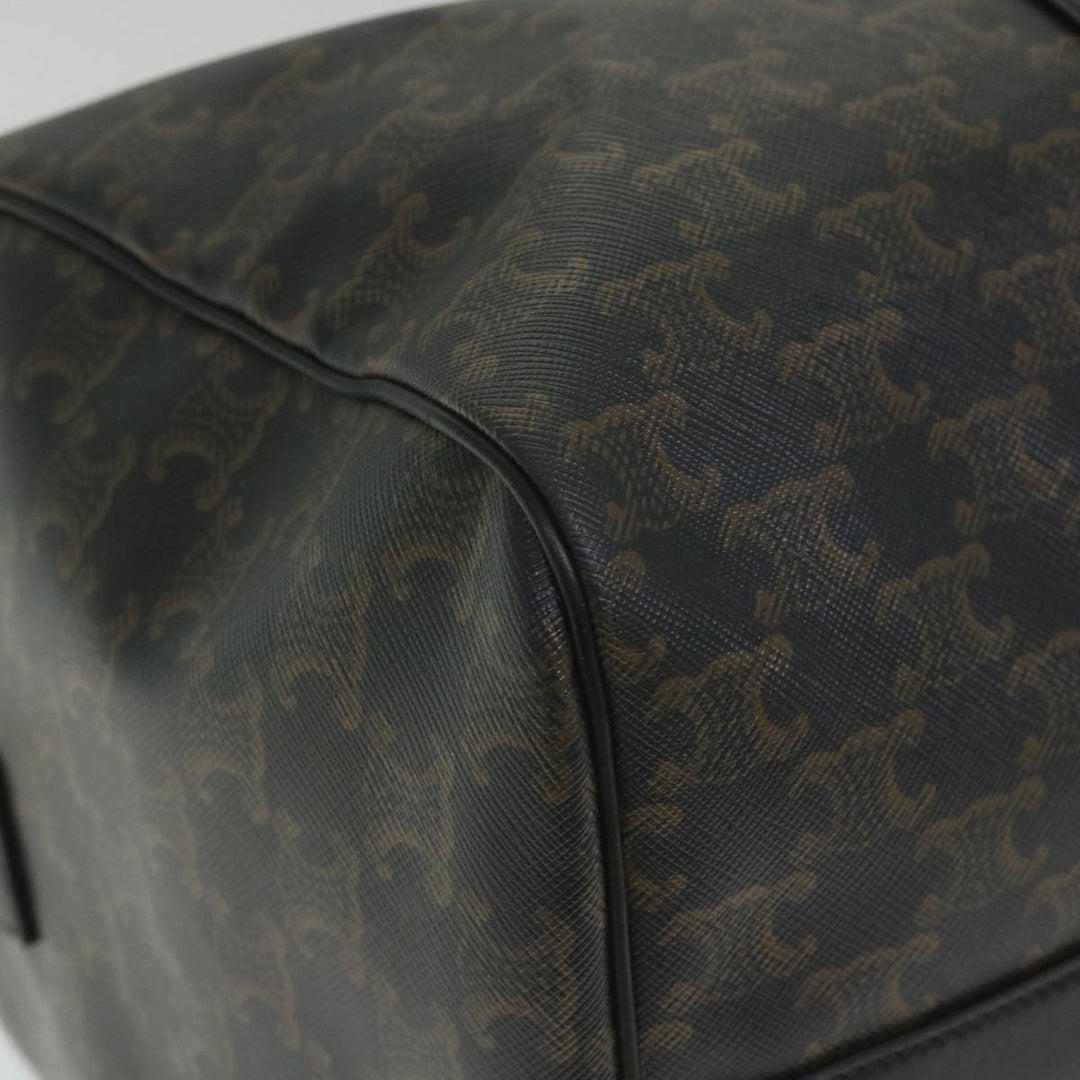 Celine Triomphe Canvas Boston Bag PVC Leather 2way Black Auth hk880