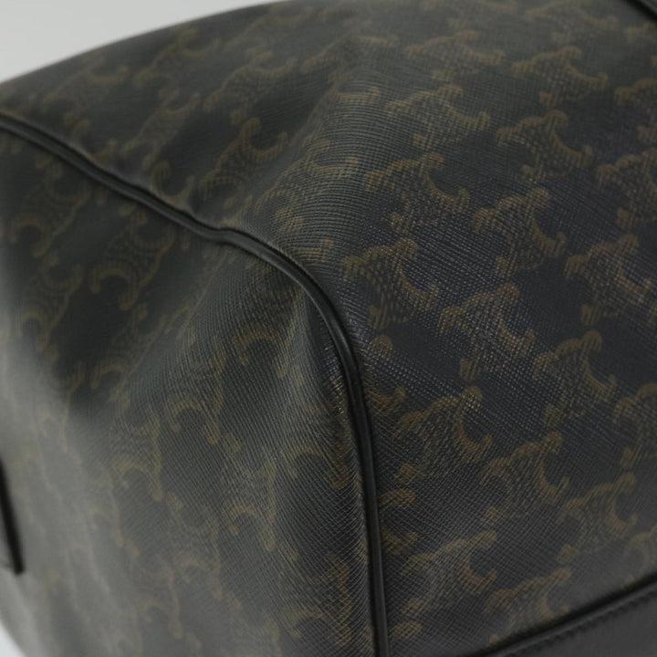 Celine Triomphe Canvas Boston Bag PVC Leather 2way Black Auth hk880