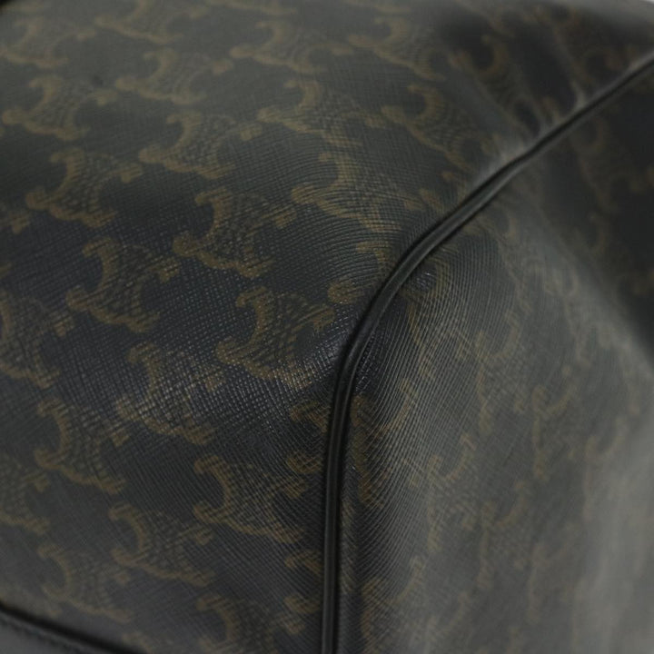 Celine Triomphe Canvas Boston Bag PVC Leather 2way Black Auth hk880