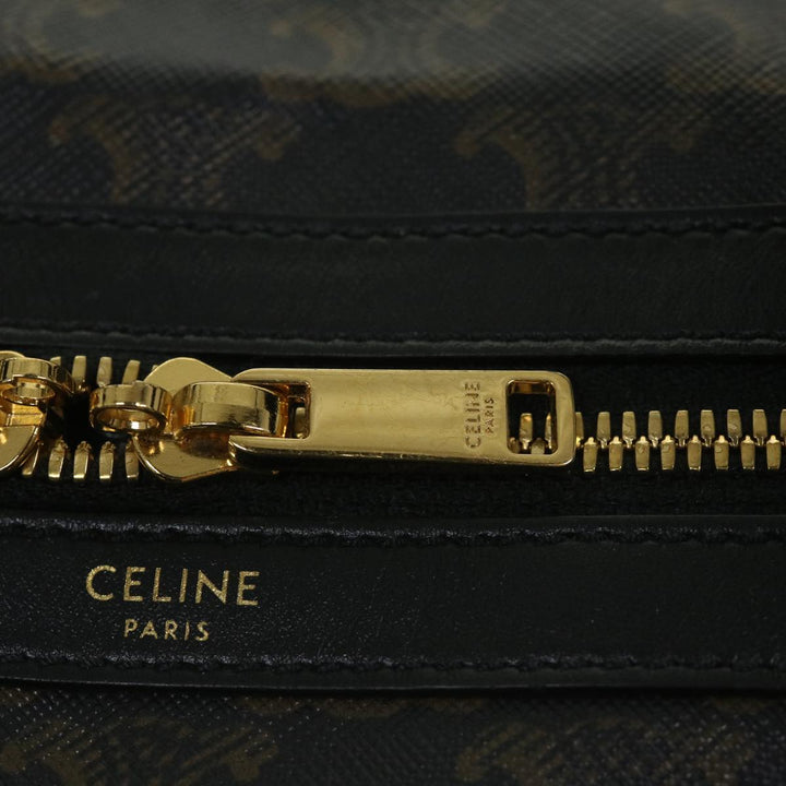 Celine Triomphe Canvas Boston Bag PVC Leather 2way Black Auth hk880