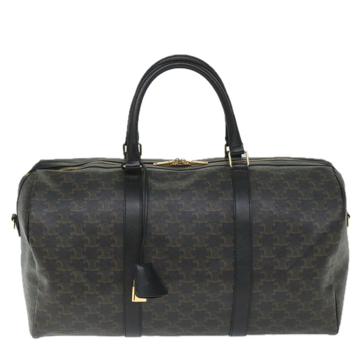 Celine Triomphe Canvas Boston Bag PVC Leather 2way Black Auth hk880