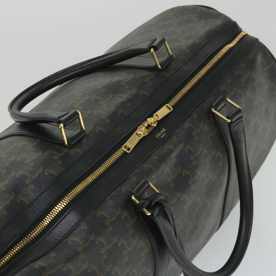 Celine Triomphe Canvas Boston Bag PVC Leather 2way Black Auth hk880
