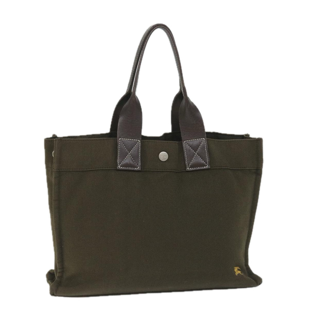 Burberry Blue Label Tote Bag Canvas Khaki Auth hk895