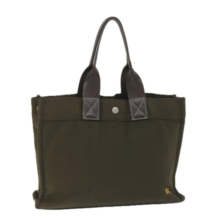 Burberry Blue Label Tote Bag Canvas Khaki Auth hk895