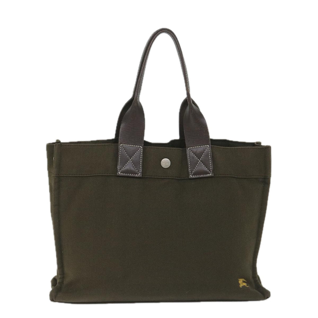 Burberry Blue Label Tote Bag Canvas Khaki Auth hk895