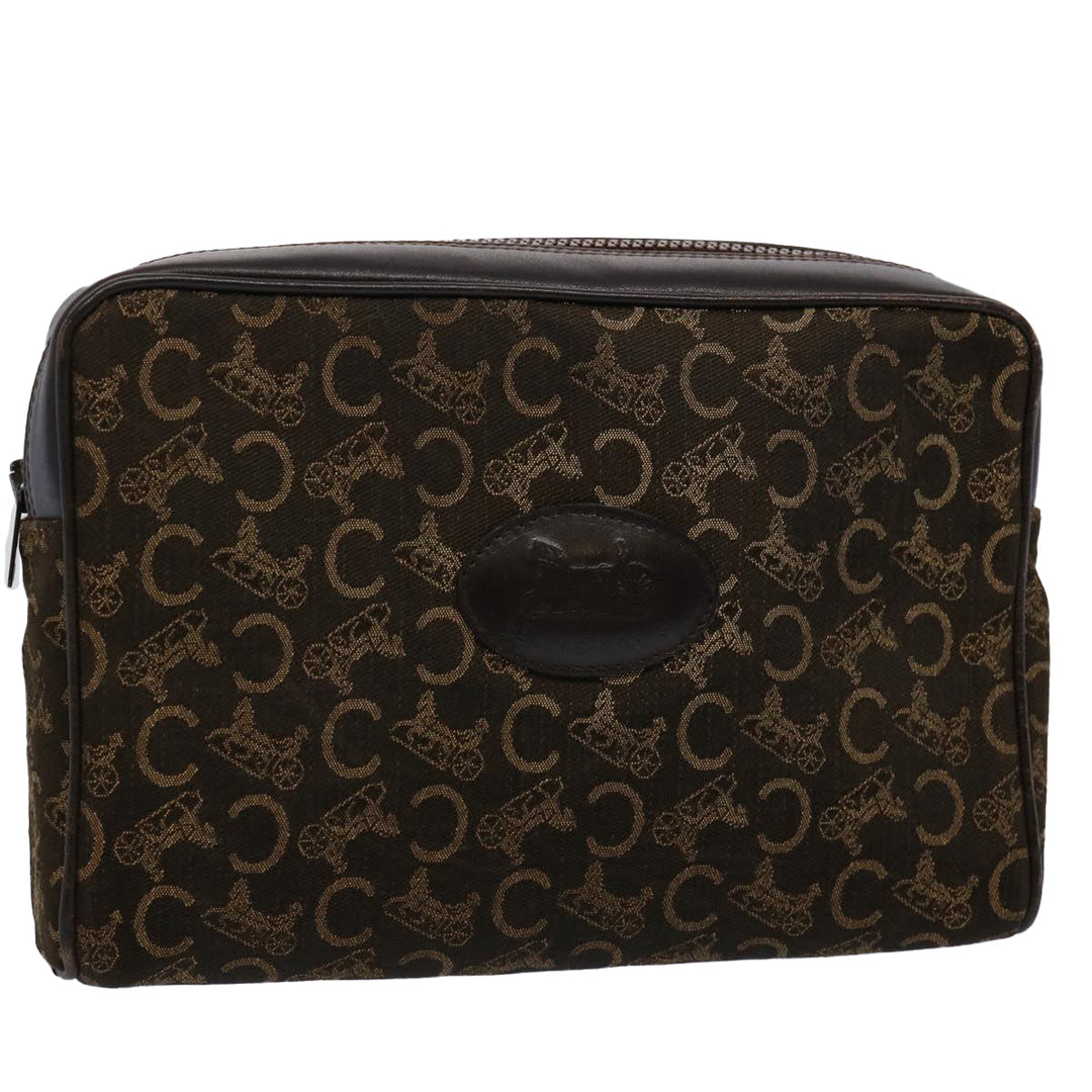 Celine C Macadam Canvas Clutch Bag Brown Auth hk918