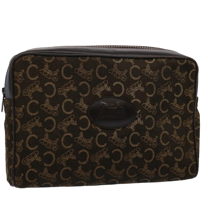 Celine C Macadam Canvas Clutch Bag Brown Auth hk918