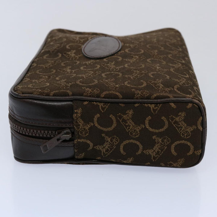 Celine C Macadam Canvas Clutch Bag Brown Auth hk918