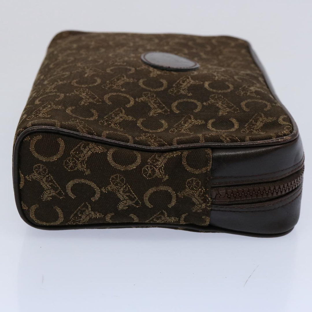 Celine C Macadam Canvas Clutch Bag Brown Auth hk918