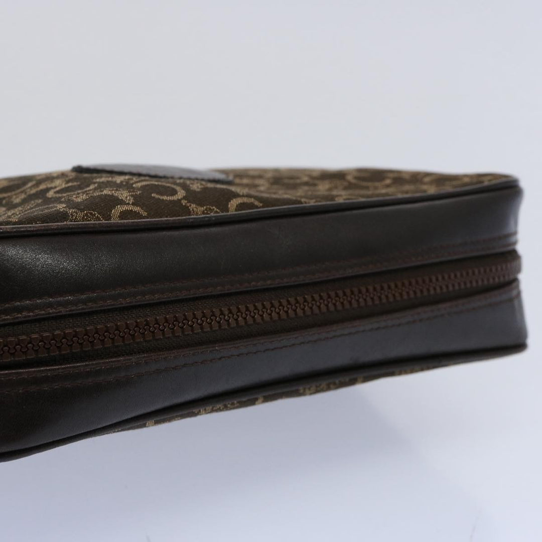 Celine C Macadam Canvas Clutch Bag Brown Auth hk918
