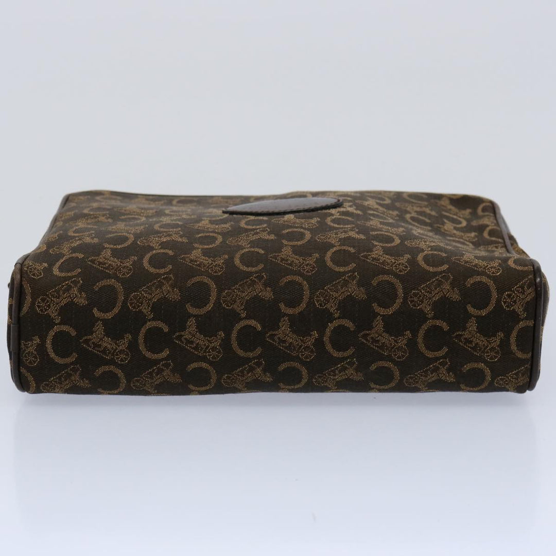 Celine C Macadam Canvas Clutch Bag Brown Auth hk918