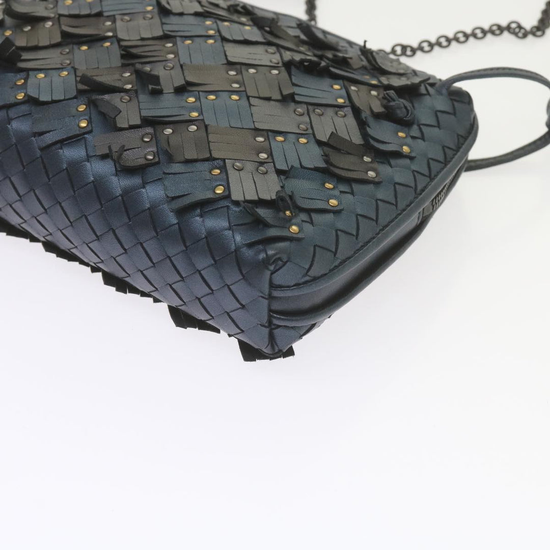 Bottega veneta INTRECCIATO Nodini Shoulder Bag Leather Navy Bronze Auth hk942